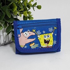 Nickelodeon SpongeBob SquarePants with Patrick Kids Wallet Tri-Fold Zipper Blue