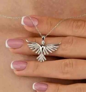 Authentic 2Ct Real Moissanite Phoenix Bird Pendant 14K White Gold Plated Silver