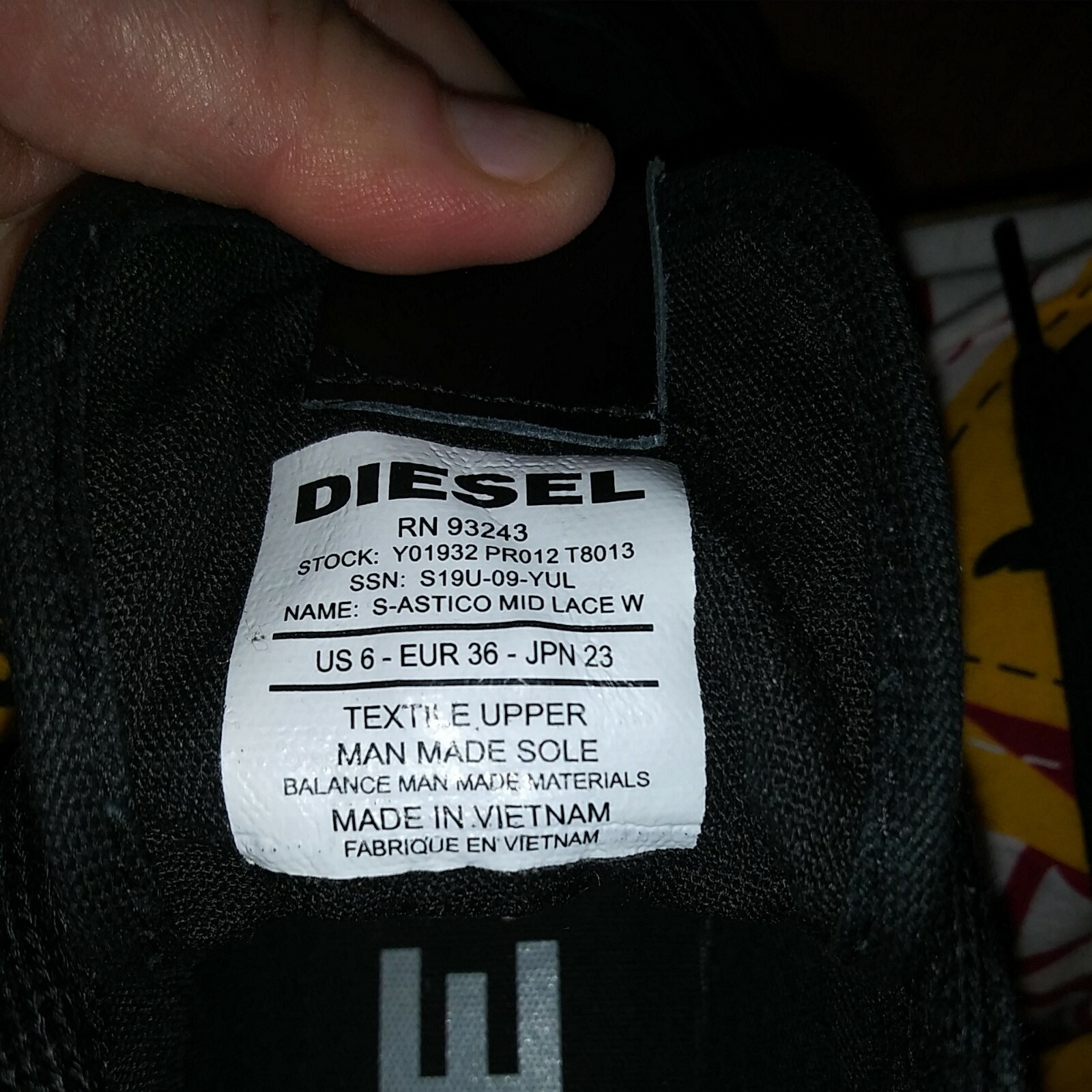 SAOLA Sneaker da uomo Diesel Unixes nere Astico taglia 6 suola da uomo donna 7 5