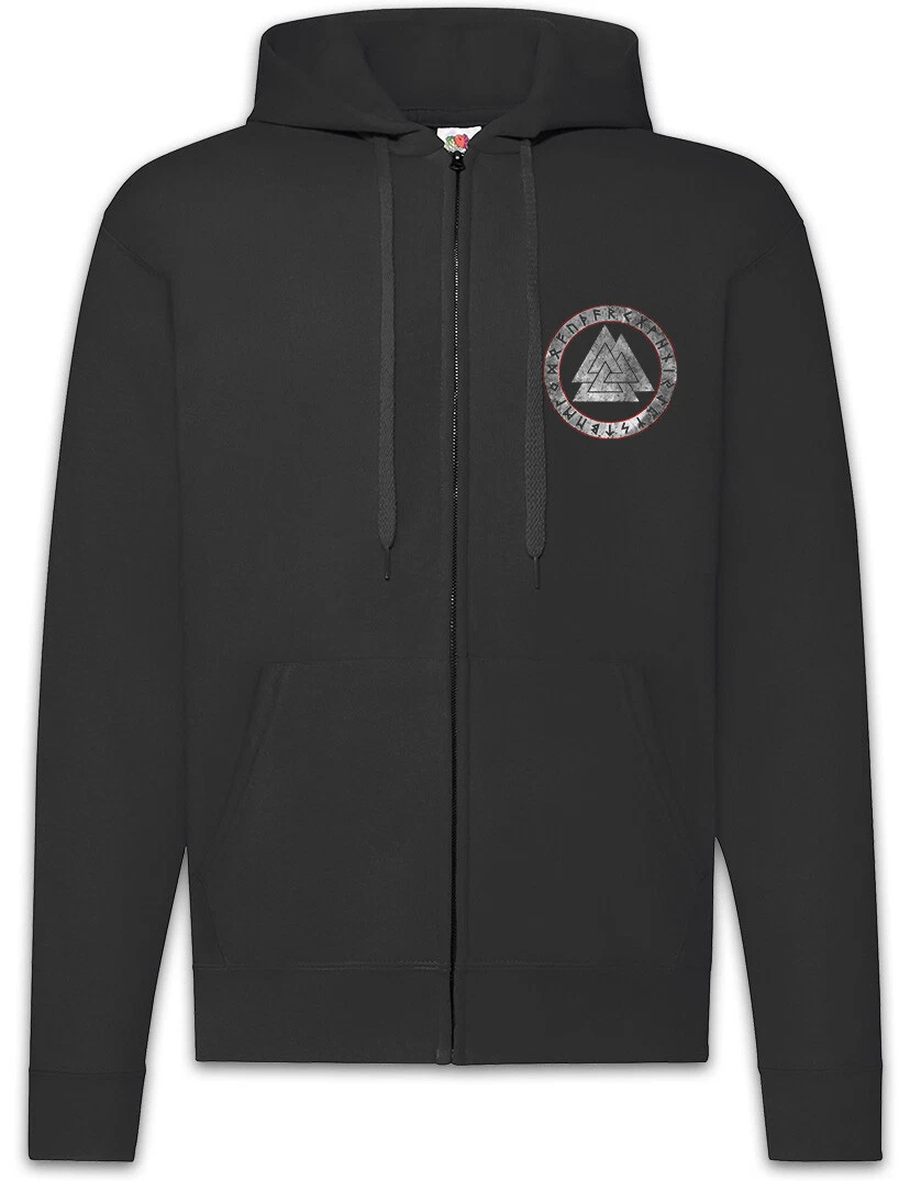 Valknut Runes Zipper Hoodie Valhall Valhalla Odin Thor Loki Vikings Rune