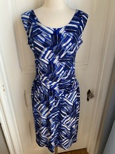 NINE WEST BLUE MULTICOLOR SHEATH DRESS WITH RUCH WAISTLINE-SIZE6-LOVELY FIT!!