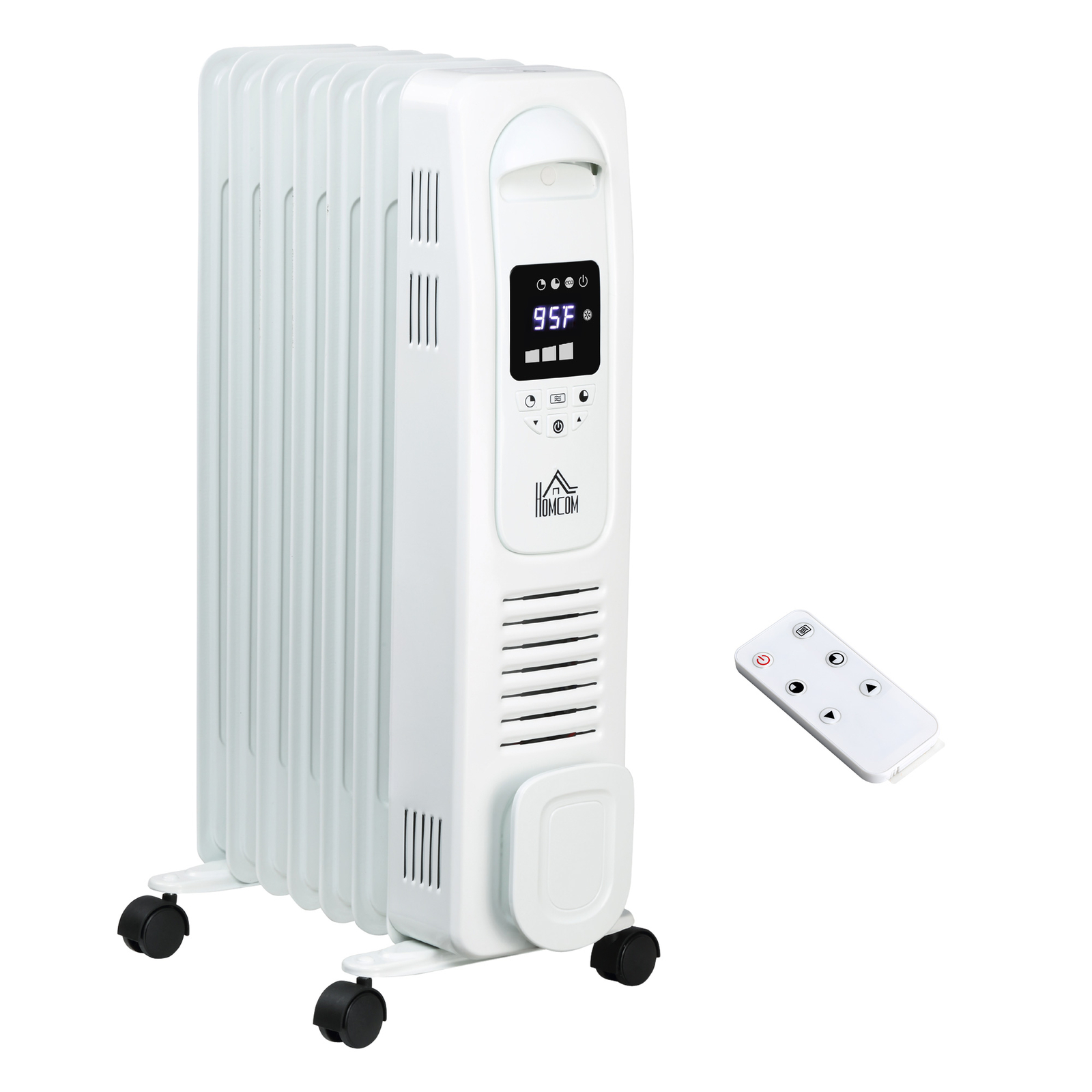1500W Oil Filled Electric Space Heater Radiator w/ Timer u0026 Remote Control  White 732845875740 | eBay