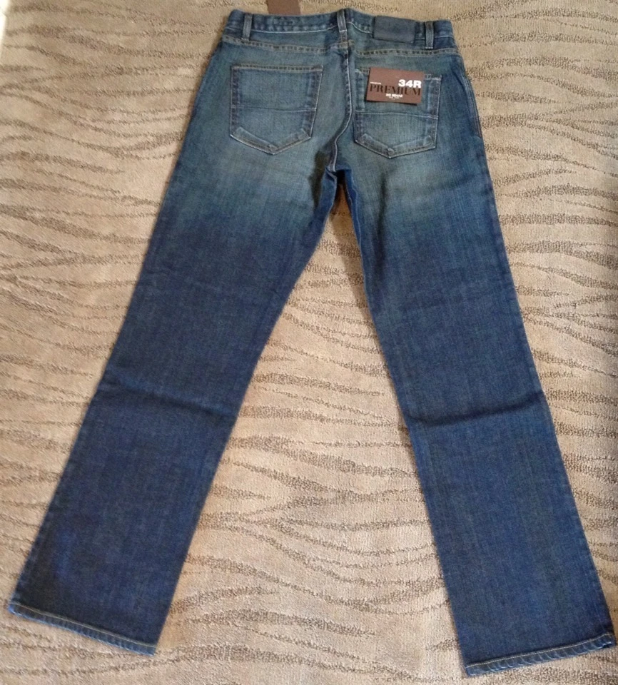 Pantalones de mezclilla para hombre IKE BEHAR NY "ALAN" - talla 34 x 34-clásicos-pierna recta-denim oscuro nuevos con etiquetas Foto 3 de 4