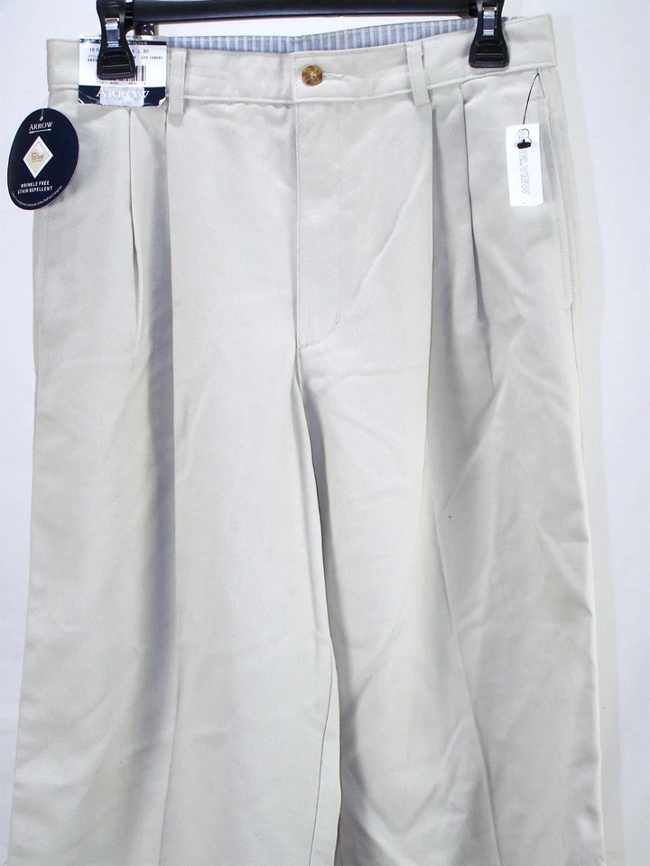 Pantalones Arrow Niños Jóvenes Talla 18 29x30 Tostado Caqui 4 Bolsillos Plisado Repelente de Manchas Foto 2 de 4