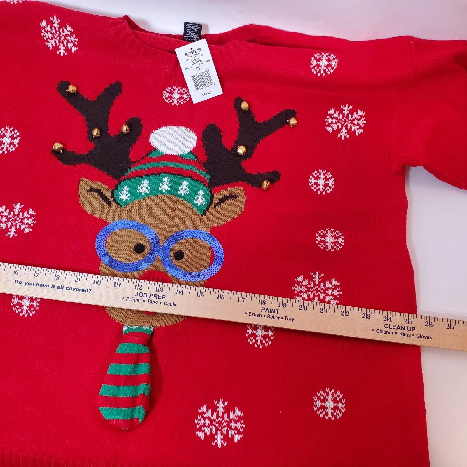 United States Sweaters Womens Red Knit Rudolph Christmas Ugly Sweater SZ 2X