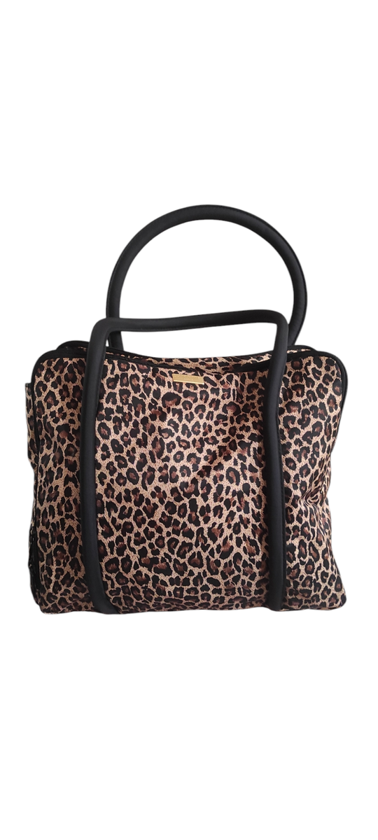 Sonia RYKIEL Paris Brown Panther Animal Print Nylon Tote Bag Women