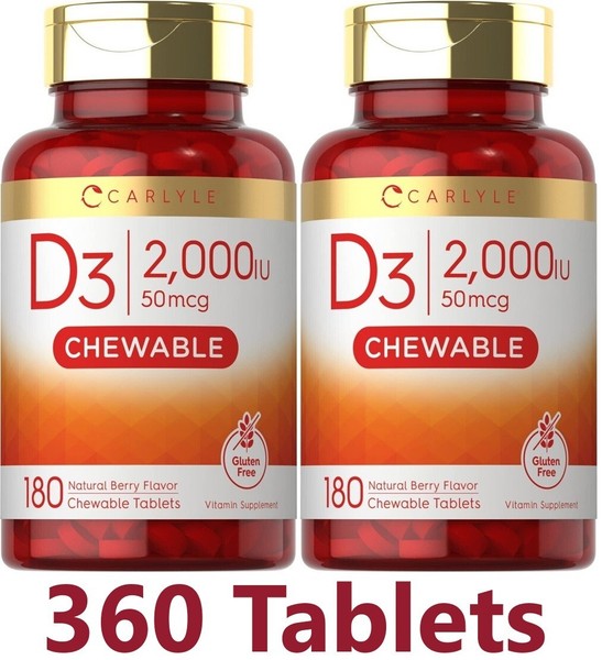 Vitamina D3 2,000iu 50mcg 360 tabs masticables la vitamina del sol SUPERPRECIO