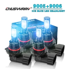 9005 9006 LED Headlights Kit Combo Bulbs 10000K High Low Beam Super Ice Blue