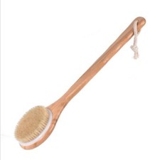Premium Natural Bristle Wooden Bath Shower Body Back Dry Skin Brush Spa Scrubber
