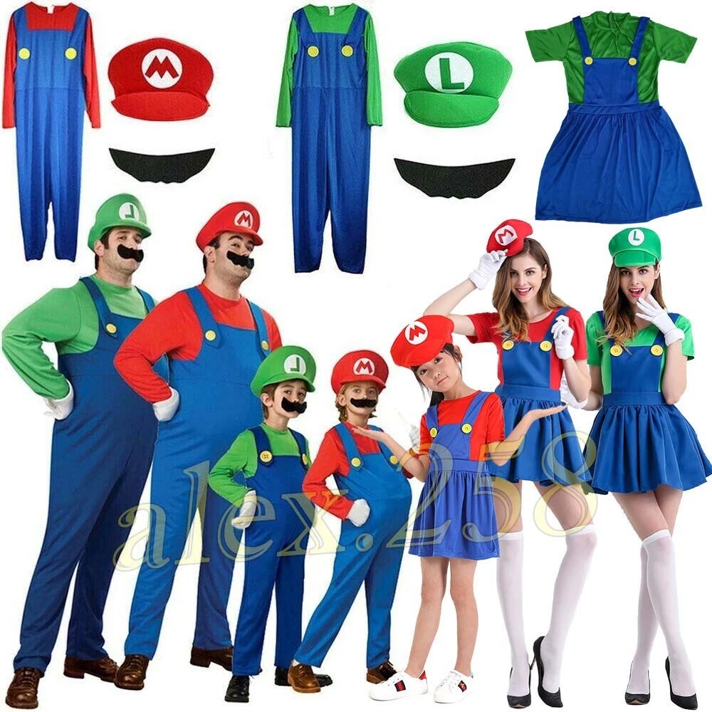 Ladies Super Mario Fancy Dress Mario And Luigi Costume Accessories Men's  Super Mario Luigi