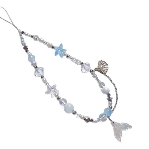 Shell Beaded Phone Lanyard Fish Tail Pendant Wrist Straps Keychain Bag Wristband - Zdjęcie 7 z 8