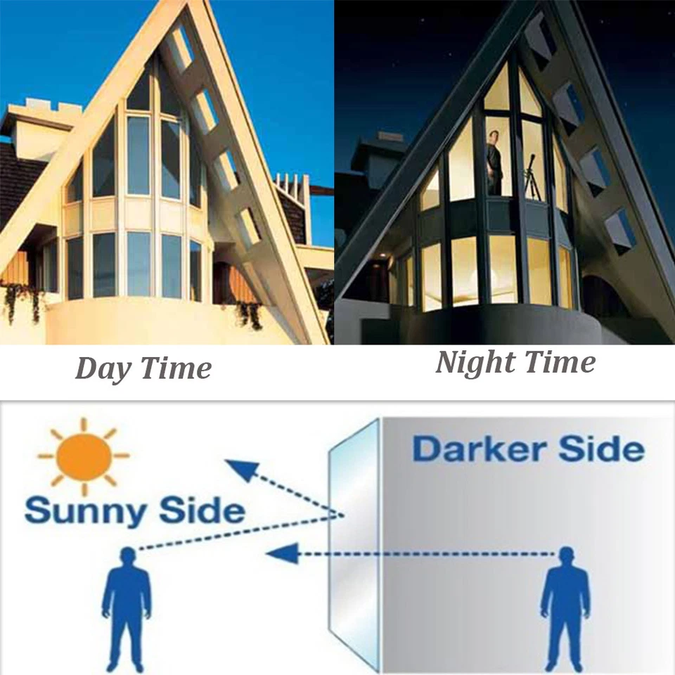 ESPEJO PLATA 15% PELÍCULA REFLECTANTE SOLAR VENTANA TINTE PRIVACIDAD UNIDIRECCIONAL 36" X 50 PIES Foto 2 de 4