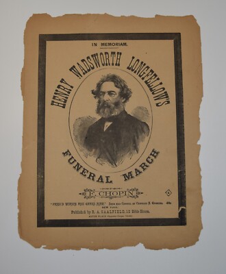 Antique Vintage Sheet Music Longfellow's Funeral March Chopin Saalfield