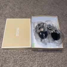 MICHAEL BY MICHAEL KORS NADJAT T-STRAP STILETTO PUMPS SANDALS 8M BLACK SEE 