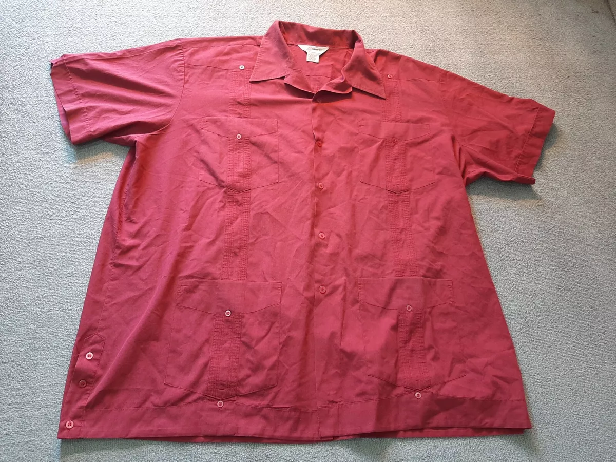 SUPREME Mens 2X Button down dress Shirt Red 4 pocket permanent press  Collared