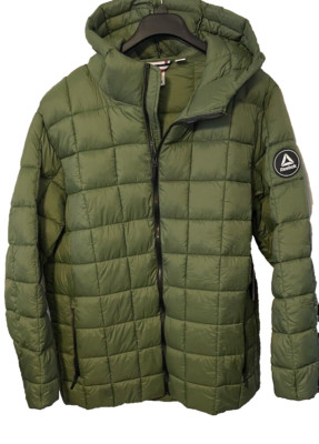 Reebok Women s Green Puffer Hooded Full Zip Quilted Jacket Size 3XL  New