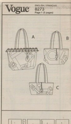 VOGUE HANDBAGS & TOTE Pattern 8273 by Vogue - Misses' Accessories