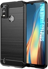 For Nokia C21 Plus Case Carbon Fibre Gel Cover Ultra Slim Shockproof