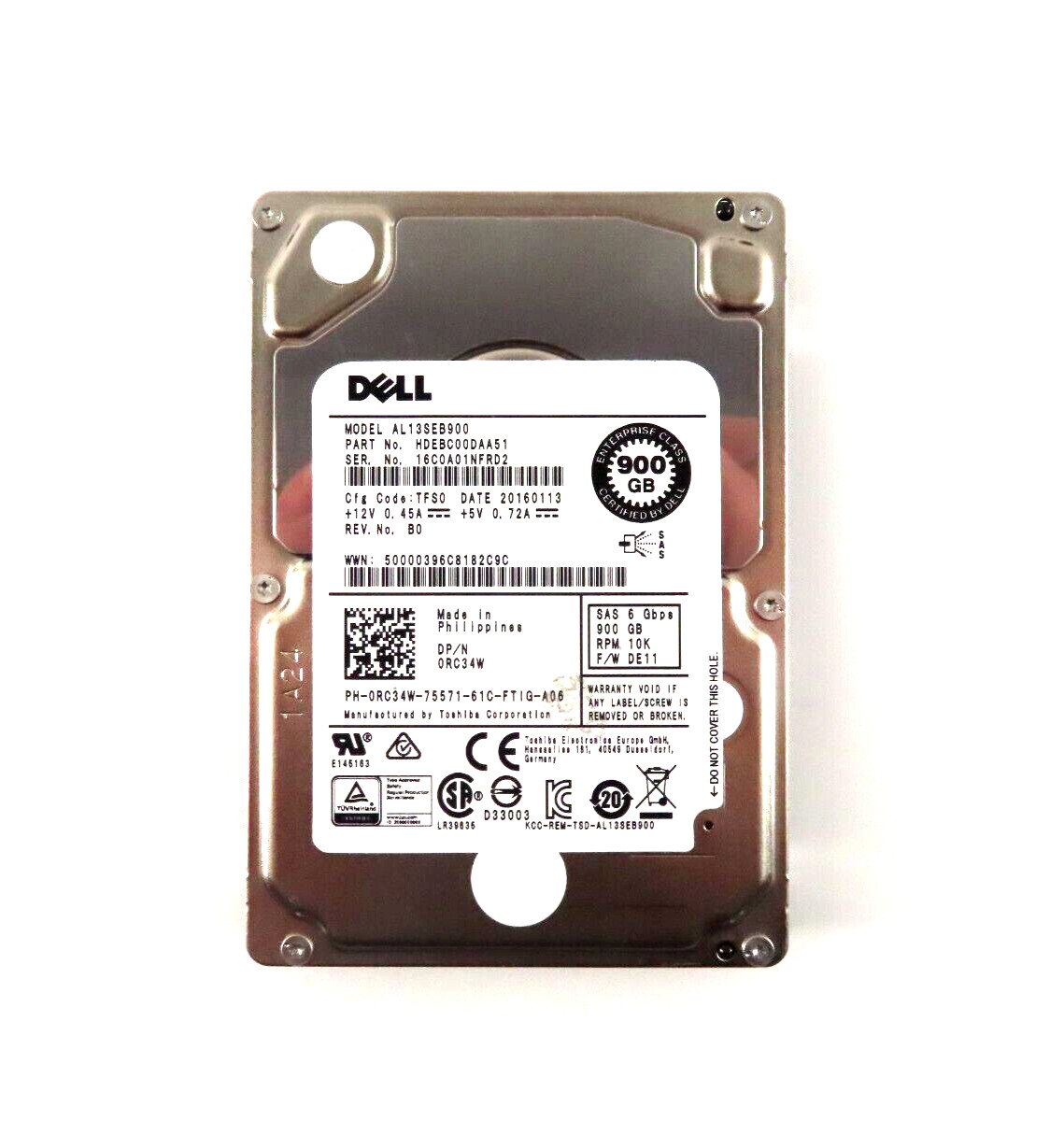 900GB SAS 2.5"" 10K 6Gb/s HDD - RC34W