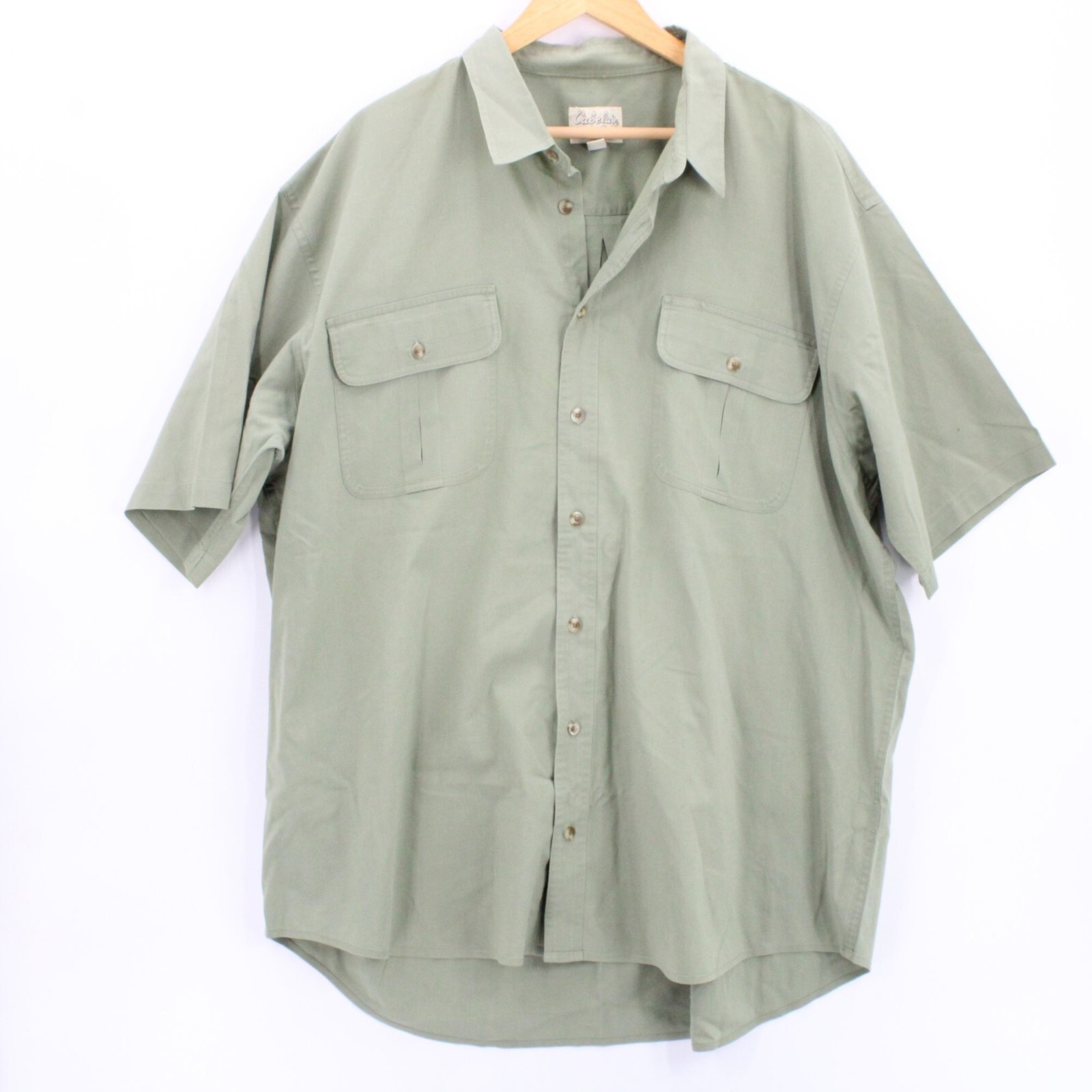 Vintage Cabela's Shirt Mens Brown Short Sleeve Button Down Fisher