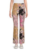 No Boundaries Women's Flared Stretch Pull-On Pant Large Floral Animal Print New