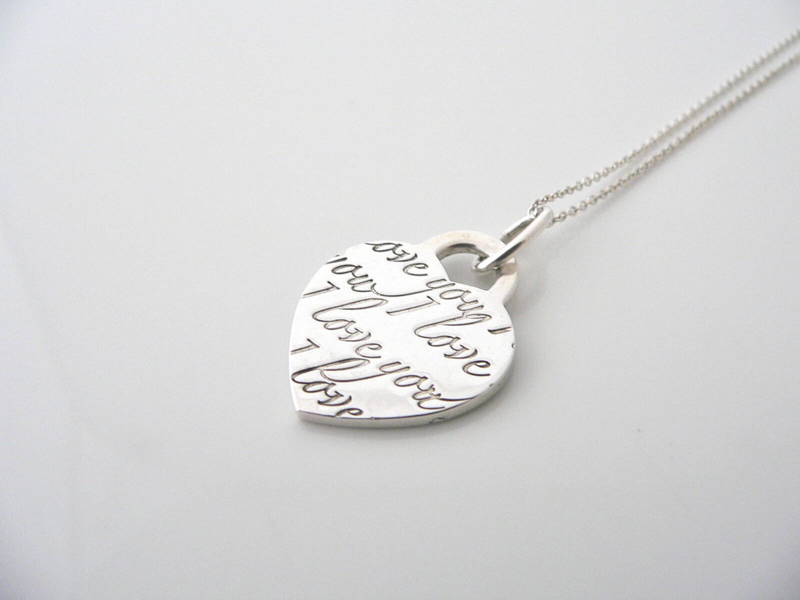 Tiffany & Co Heart Necklace I Love You Pendant Charm Chain Silver Jewelry Gift