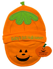 My First Halloween Bib  Hat Set Very Cute Pumpkin Design