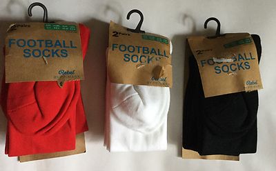 Jungen 2er Pack Fußball Socken in rot, weiß oder schwarz. Größen 2-3, 3-6 oder 7-10 Jahre