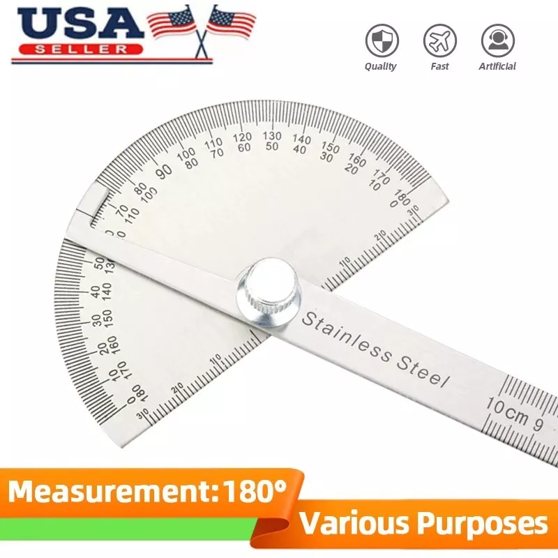 SAE Stainless Steel 180 degree Protractor Angle Finder Rotary