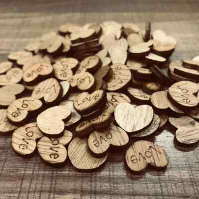 100pcs Mini Wooden Love Heart Wedding Table Scatter DIY Craft Party Decoration