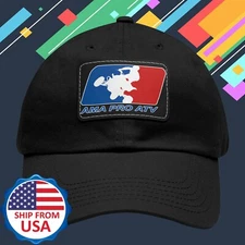 AMA PRO ATV Black Dad Hat with Leather Patch - Adjustable Size