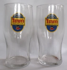 Tetley's English Ale, Pub Ale 20 oz. tulip beer pint glasses,  set of 2