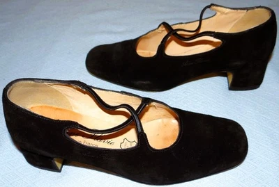 CHAUSSURES EN PEAU NOIRE 38 soirée dansante ANNE FLAVIE qualité France balade BE - Photo 1/4