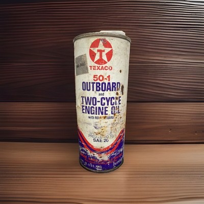 Texaco 6  Metal Can Full 50-1 Outboard & Two Cycle Engine Oil One Pint Gas #1