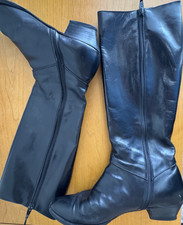 Vintage Salvatore Ferragamo Black Leather Knee-High Boots Sz 9 AAAA Nice Rare