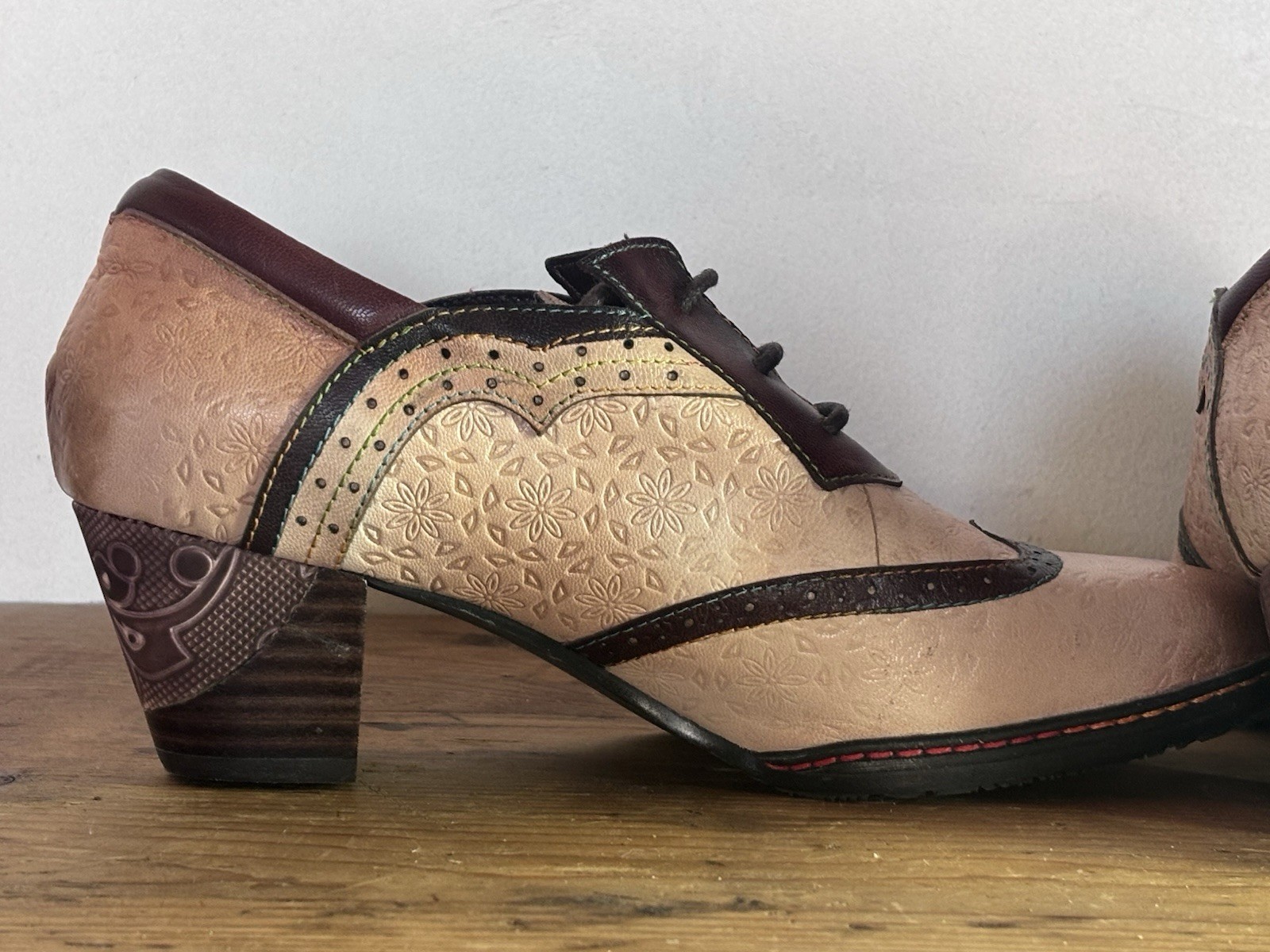 Leather Heals SOFFIA BEIGE LEATHER ADELE BLOCK HE… - image 1