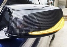 FOR 2014-2021 INFINITI Q50 Q60 M STYLE CARBON BLACK REPLACEMENT MIRROR CAP */L