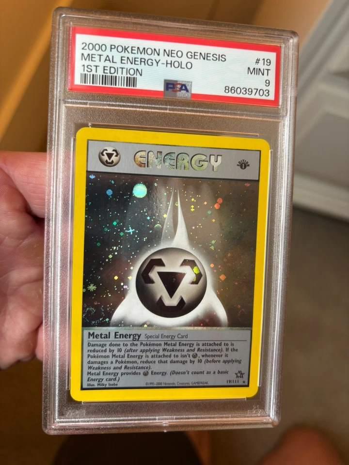PSA 9 2000 PKMN 1st Ed. Metal Energy *2x SWIRLS* 19/111 Neo Genesis Holo MINT💎 - Image 2 of 4