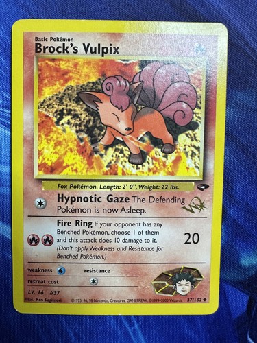 Brock's Vulpix 37/132 Gym Challenge Gold W Stamp Mod Play Pokemon