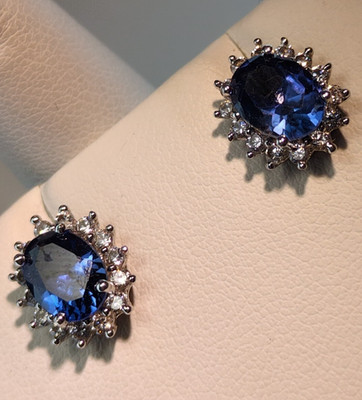 Stauer Royal Proposal Scienza  Blue Sapphire Lab Created Ohrringe Sterling 925