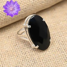 Black Onyx Gemstone 925 Sterling Silver Handmade Jewelry Ring Gift For