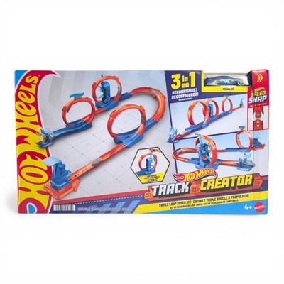 Hot Wheels Triple Loop Track Set with Car & Adapters [DAMAGED BOX]