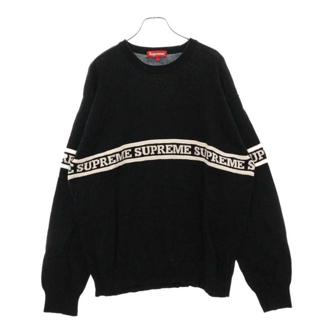 Pull haut tricot rayé logo SUPREME 19AW noir occasion 72e759445538cb329b164de1fb7