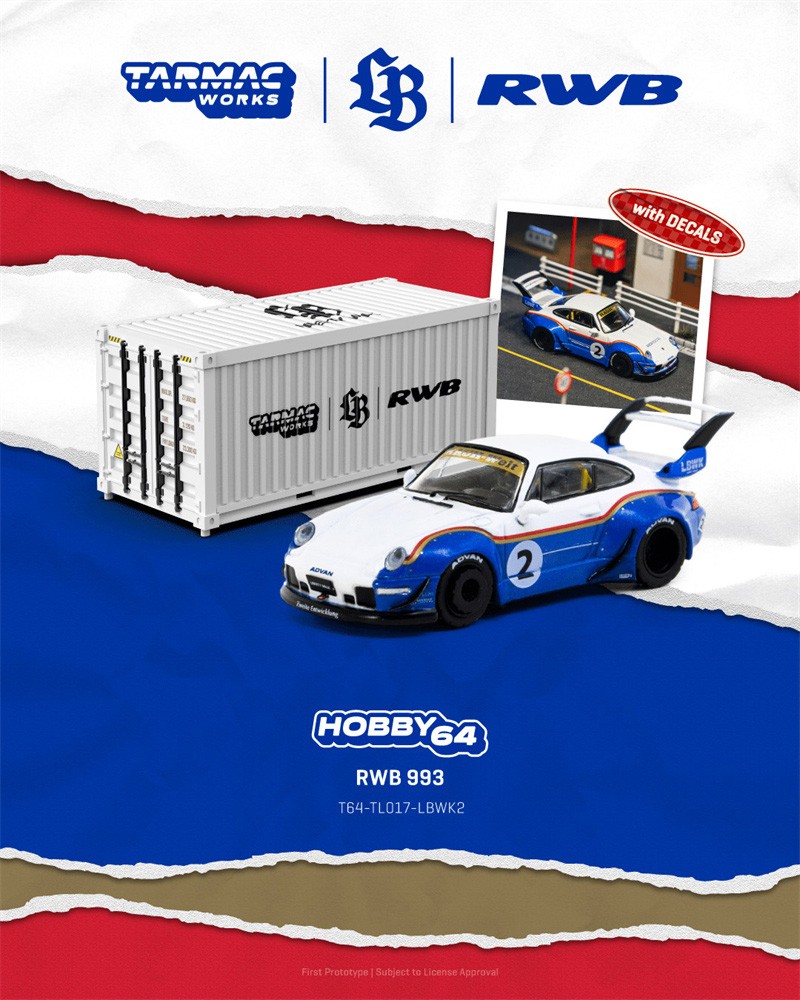 Tarmac Works 1:64 RWB 993 Liberty Walk blue white Diecast Model