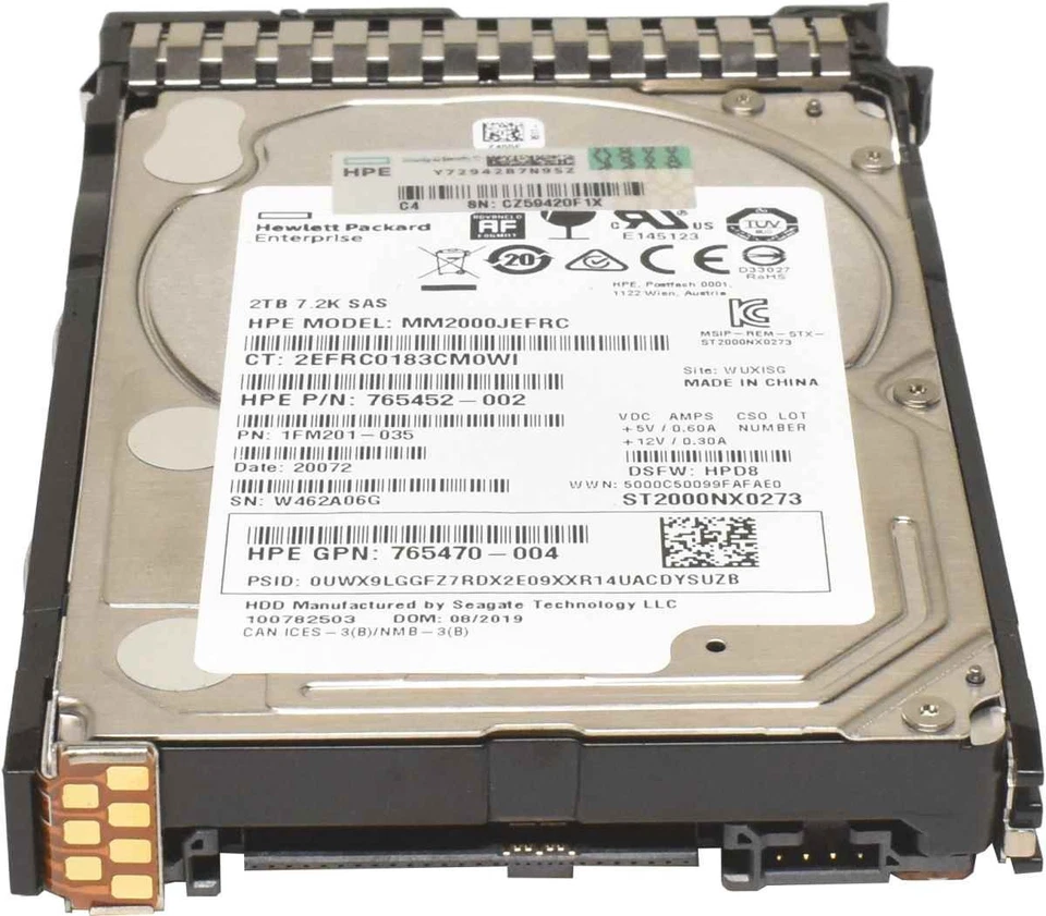 HP Seagate 2TB 2.5" 7.2K 12G SAS SED HDD ST2000NX0273 765873-001 +Caddy - Bild 2 von 4