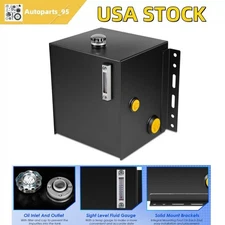 15-Gallon Hydraulic Fluid Reservoir Tank, Side Vertical Mount, w/Temp Gauge