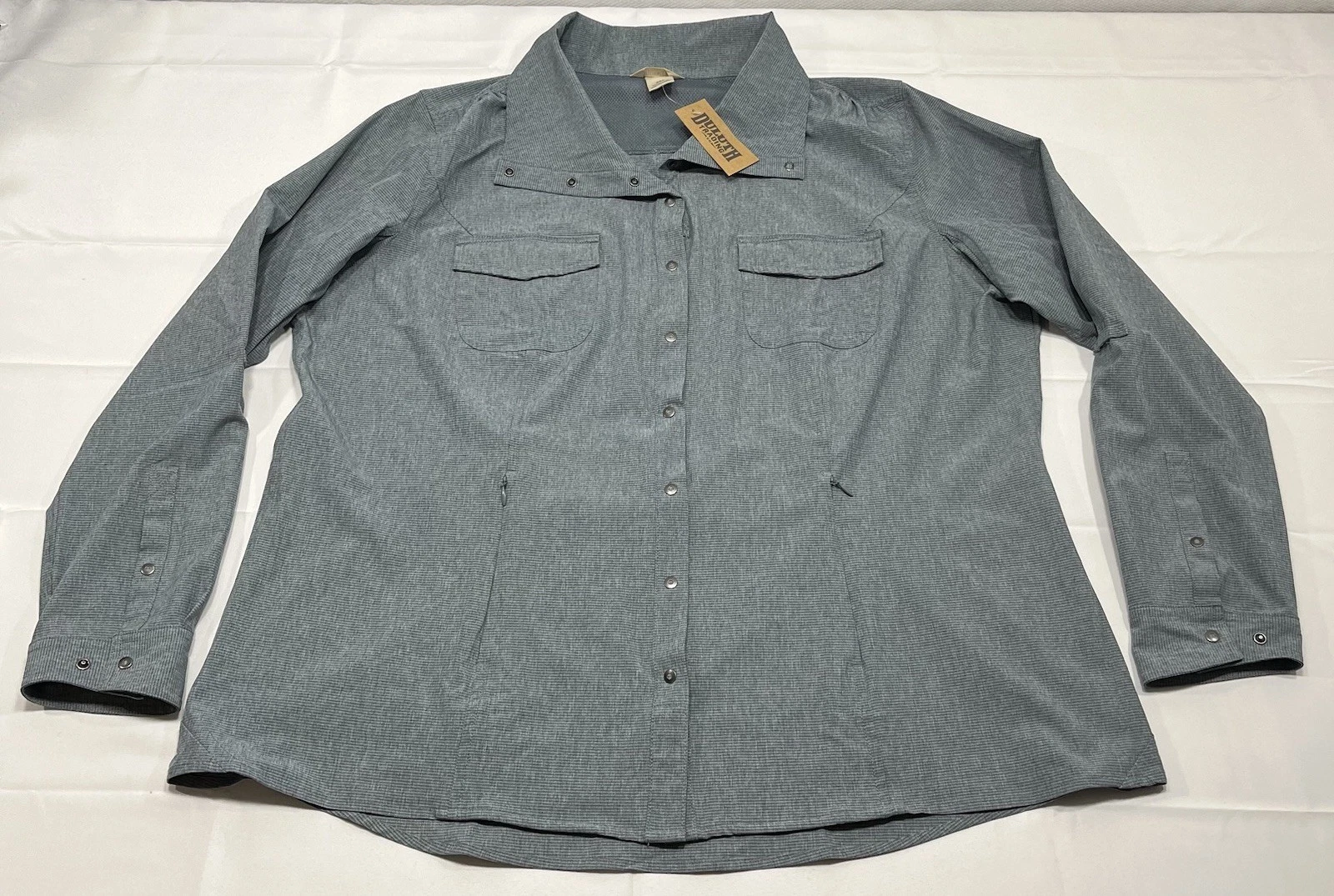 NWT Duluth Trading XXL Gray Sol Survivor Sun Protection Shirt Snap UPF 50 L/S