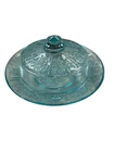FEDERAL GLASS SHARON CABBAGE ROSE BLUE ROUND DEPRESSION GLASS BUTTER DISH