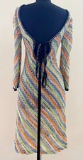 Amazing Missoni Knit Dress Open Back Tie Multicolor Striped Long Sleeve Size S