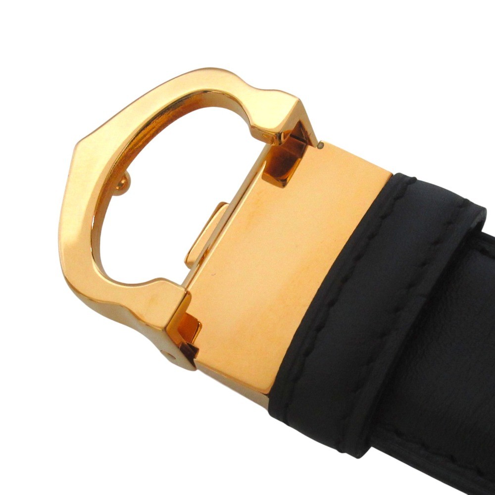 Cartier C Logo Belt 110/43 Leather Red Gold Vintage 05RL880 Vintage Cartier Gold C Logo Leather Belt Bordeaux Waist 30  main image 3